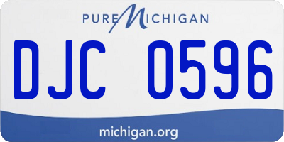MI license plate DJC0596