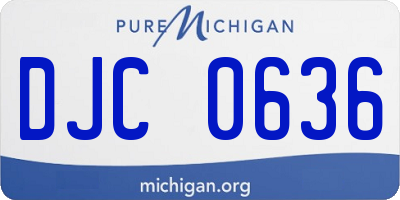 MI license plate DJC0636