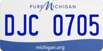 MI license plate DJC0705