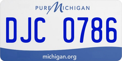 MI license plate DJC0786