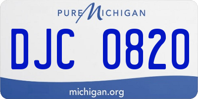 MI license plate DJC0820