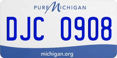 MI license plate DJC0908