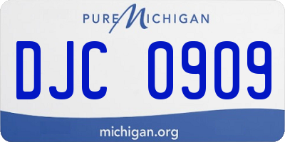 MI license plate DJC0909
