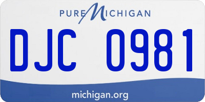 MI license plate DJC0981