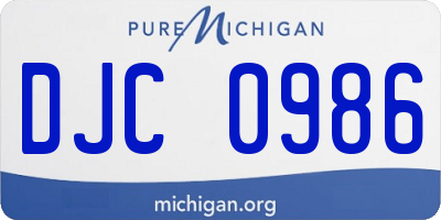 MI license plate DJC0986