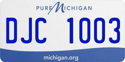 MI license plate DJC1003