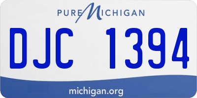MI license plate DJC1394