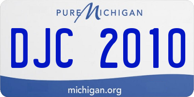 MI license plate DJC2010