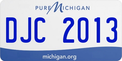 MI license plate DJC2013