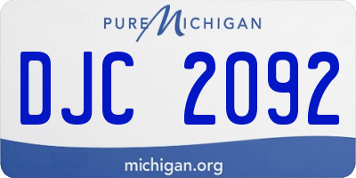 MI license plate DJC2092