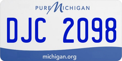 MI license plate DJC2098
