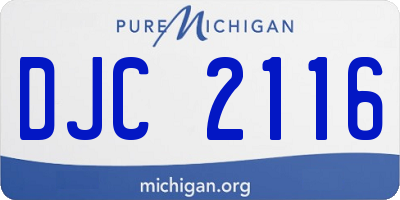 MI license plate DJC2116