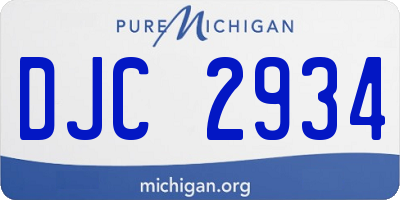 MI license plate DJC2934