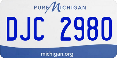 MI license plate DJC2980
