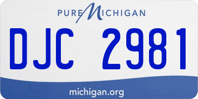 MI license plate DJC2981