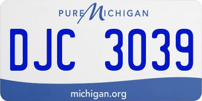 MI license plate DJC3039