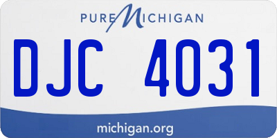 MI license plate DJC4031