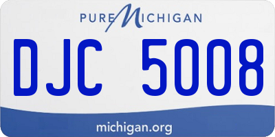 MI license plate DJC5008