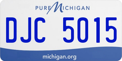 MI license plate DJC5015