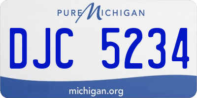 MI license plate DJC5234