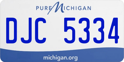 MI license plate DJC5334
