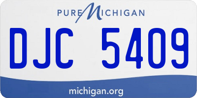 MI license plate DJC5409