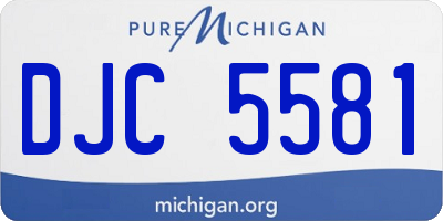 MI license plate DJC5581