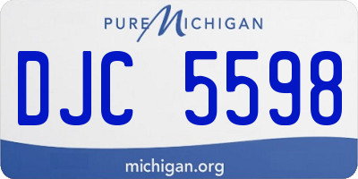 MI license plate DJC5598