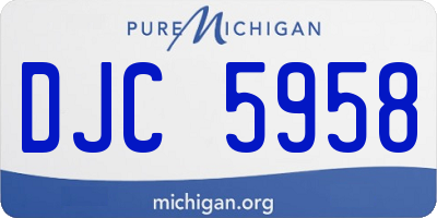 MI license plate DJC5958