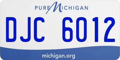MI license plate DJC6012