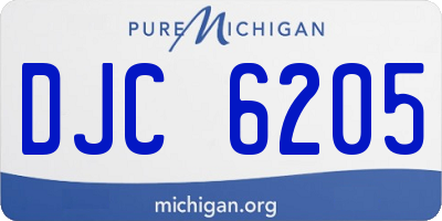 MI license plate DJC6205