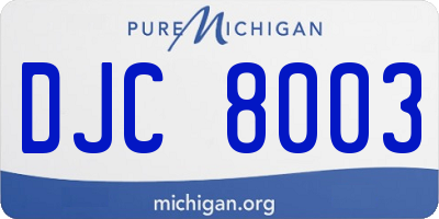 MI license plate DJC8003