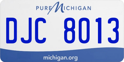 MI license plate DJC8013