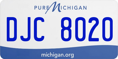 MI license plate DJC8020