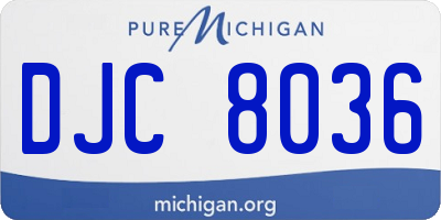 MI license plate DJC8036
