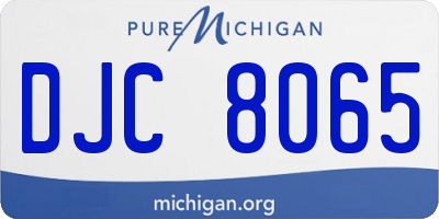 MI license plate DJC8065