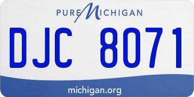 MI license plate DJC8071