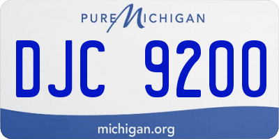 MI license plate DJC9200