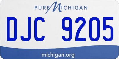 MI license plate DJC9205