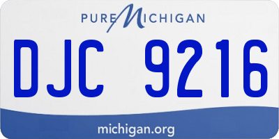 MI license plate DJC9216