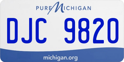 MI license plate DJC9820
