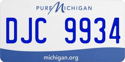 MI license plate DJC9934