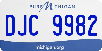 MI license plate DJC9982