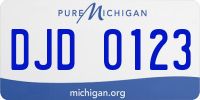 MI license plate DJD0123
