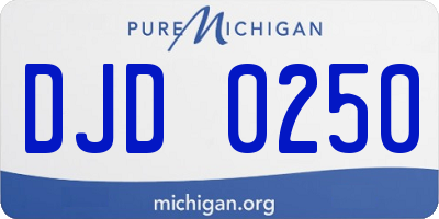 MI license plate DJD0250