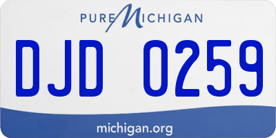MI license plate DJD0259