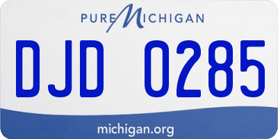 MI license plate DJD0285