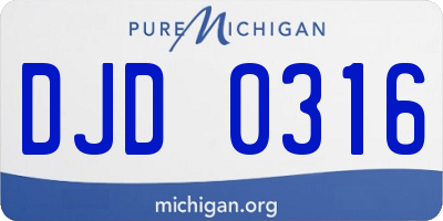 MI license plate DJD0316