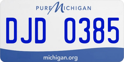 MI license plate DJD0385