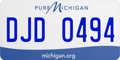 MI license plate DJD0494